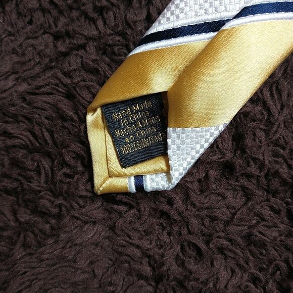 Donald Trump Signature Necktie Rep Tie Silk Yellow Blue Striped Jacquard 3.5x60" - Picture 7 of 10